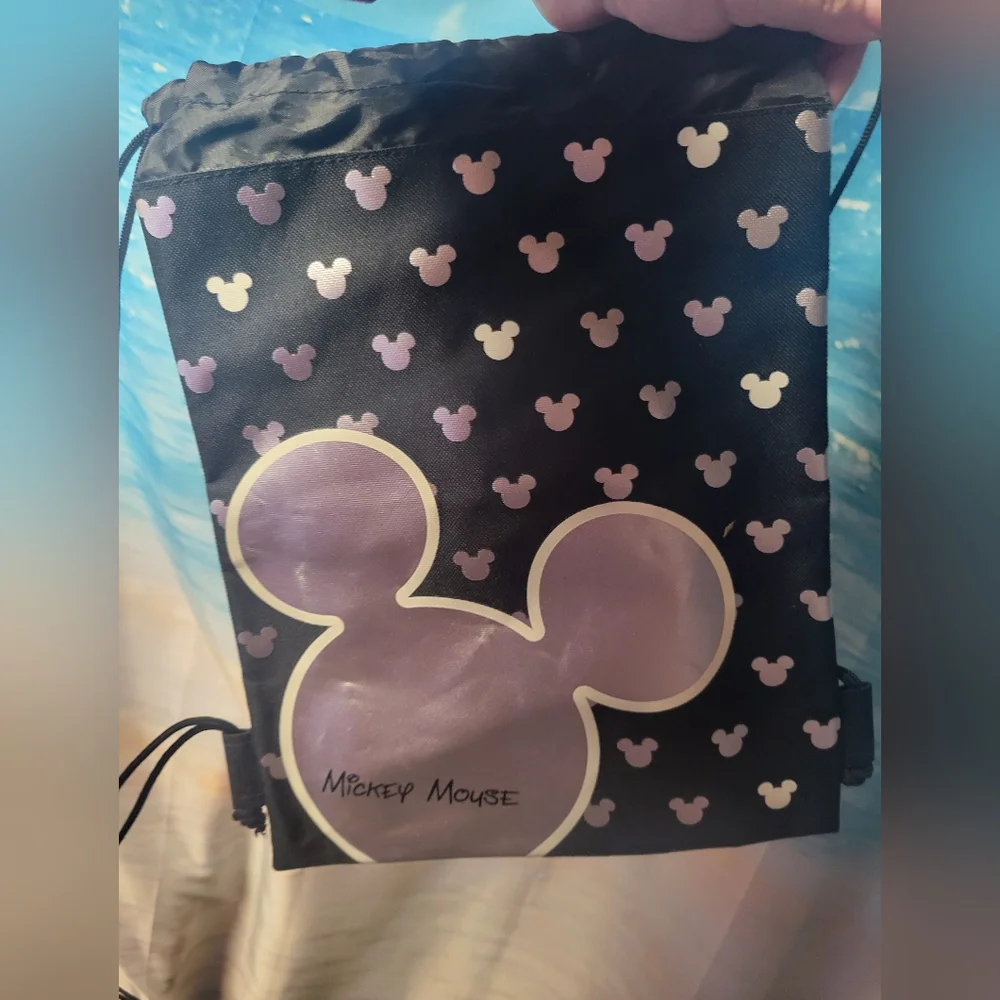 Disney‎ Mickey Mouse Drawstring Backpack Silver Mickey